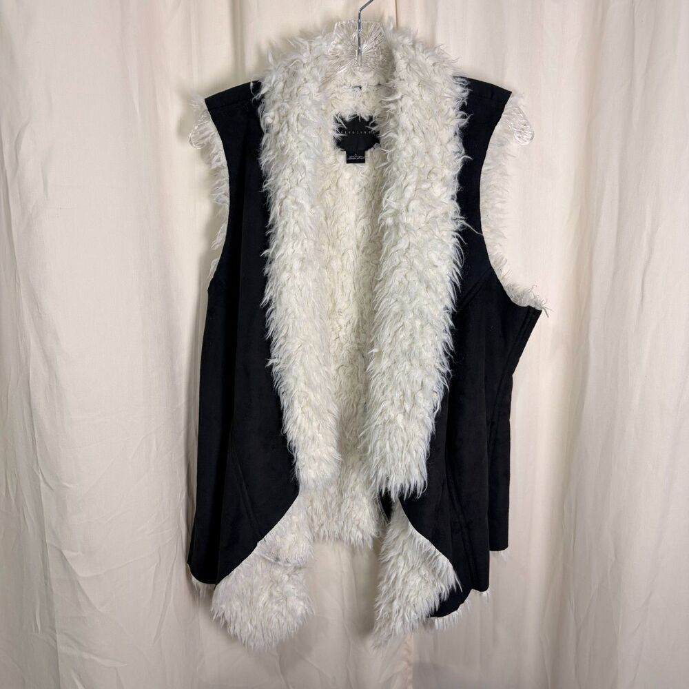 Sanctuary Faux Suede & Shaggy Faux Fur Open Front Vest Large